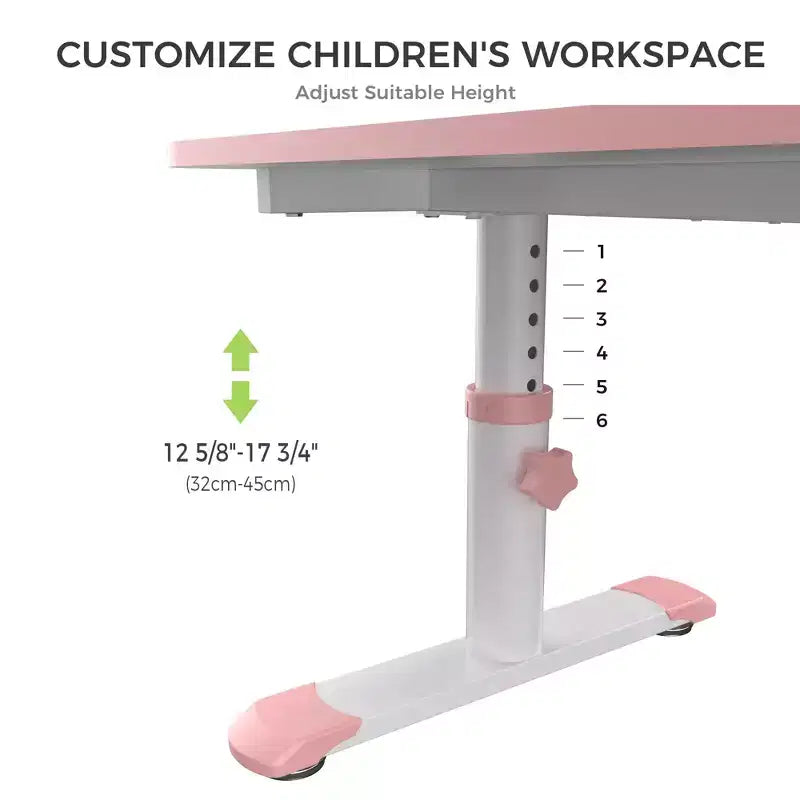 Kids' Height-Adjustable Study Desk, 6 Levels, Melamine Surface