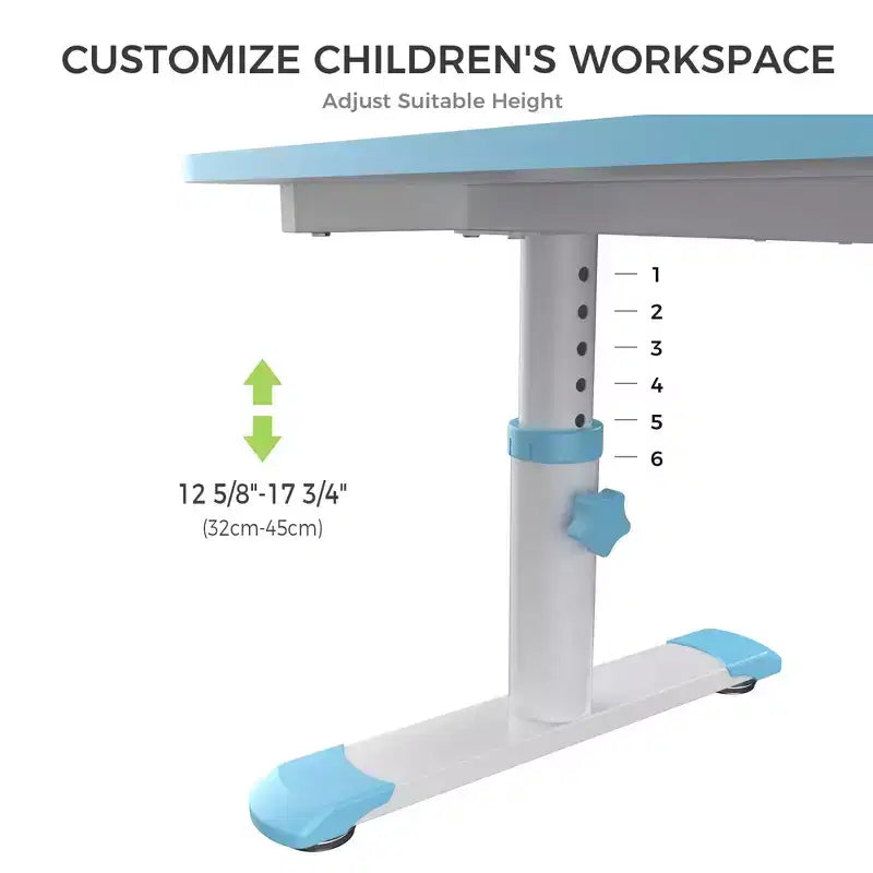 Kids' Height-Adjustable Study Desk, 6 Levels, Melamine Surface