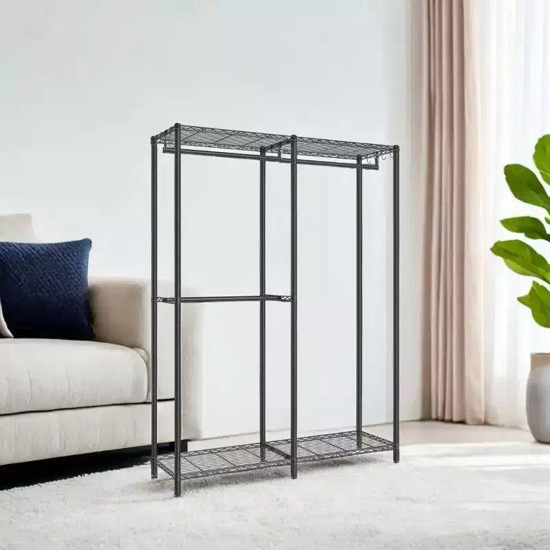 Heavy-Duty Metal Garment Rack Freestanding Wardrobe Closet, 47.2x70.9", Black