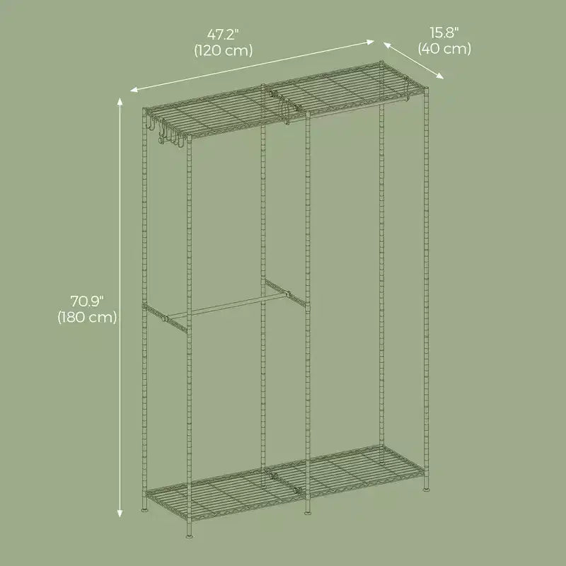 Heavy-Duty Metal Garment Rack Freestanding Wardrobe Closet, 47.2x70.9", Black