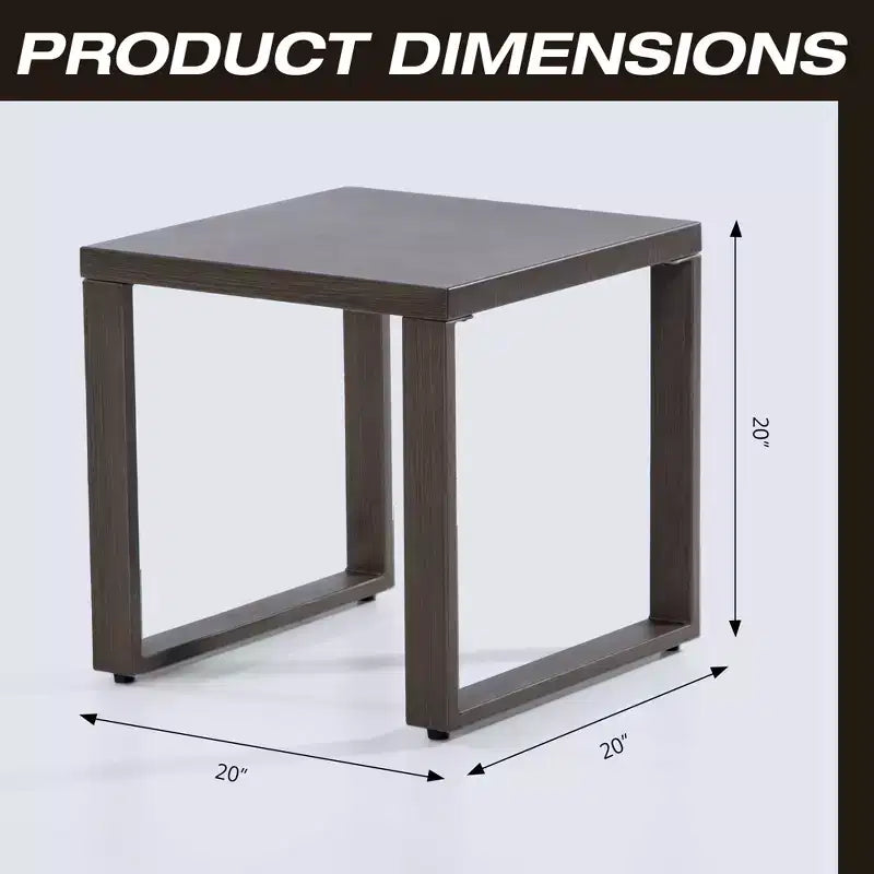 Square Metal Outdoor Side Table, Brown, 20x20x20"