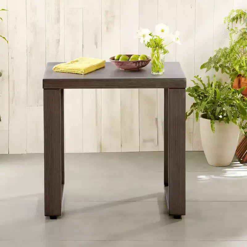 Square Metal Outdoor Side Table, Brown, 20x20x20"