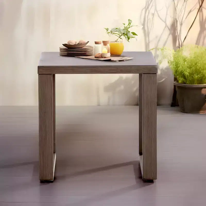 Square Metal Outdoor Side Table, Brown, 20x20x20"