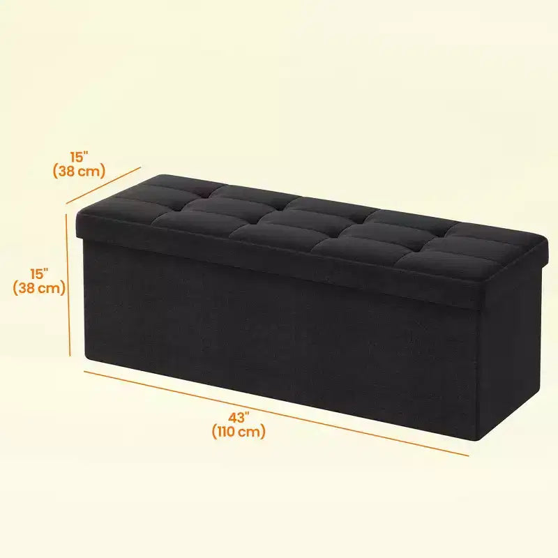 43" Folding Storage Ottoman Bench with Padded Seat