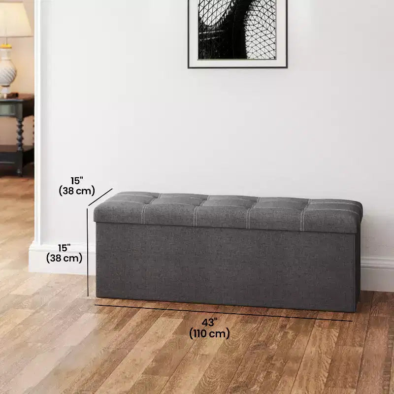 43" Folding Storage Ottoman Bench with Padded Seat