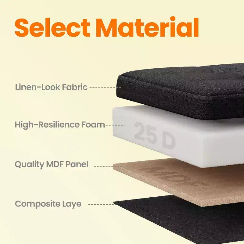 43" Folding Storage Ottoman Bench with Padded Seat