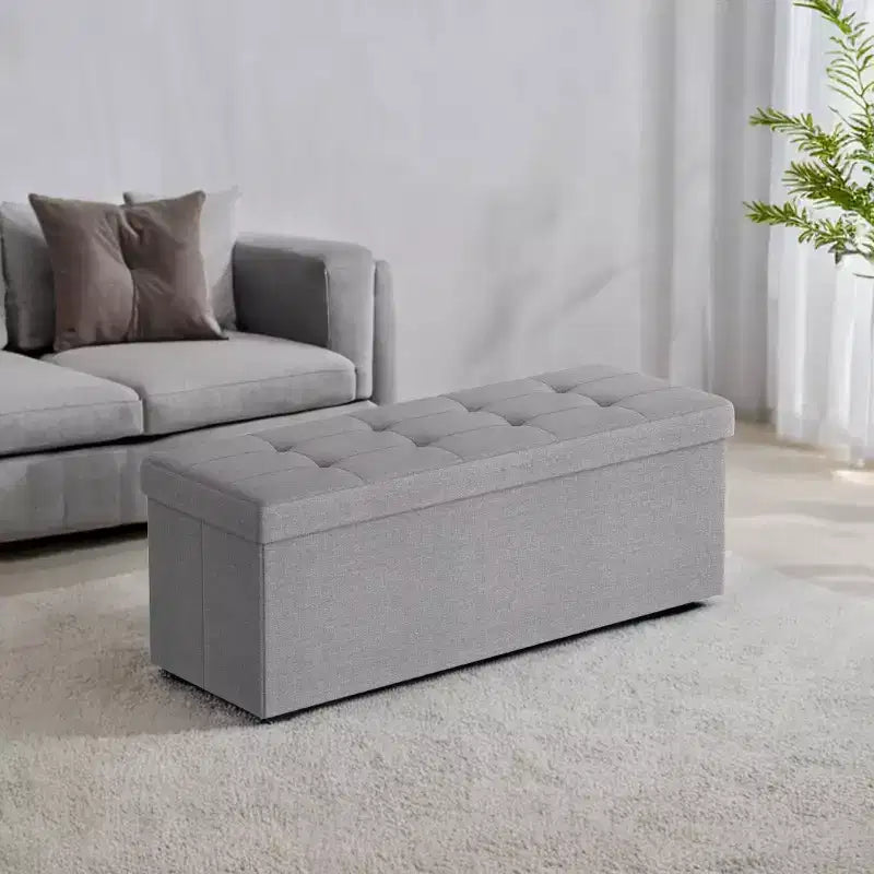 43" Folding Storage Ottoman Bench with Padded Seat