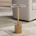 11.75" Brushed Gold Round Side Table with Acrylic Top