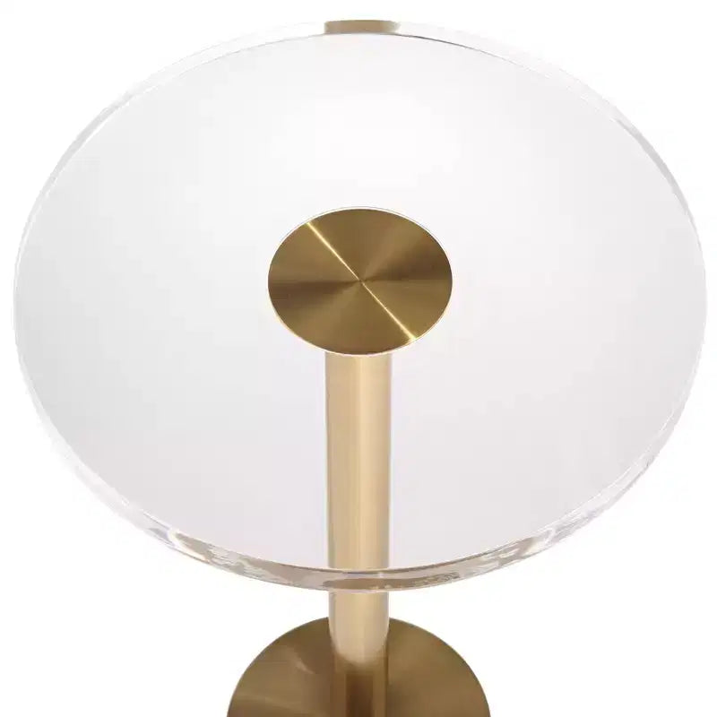 11.75" Brushed Gold Round Side Table with Acrylic Top