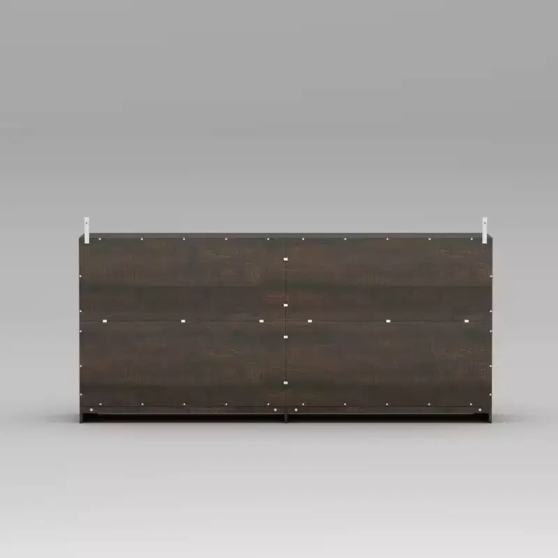 Deep Brown Accent Storage Cabinet with Glass Doors & Wood Grain Finish
