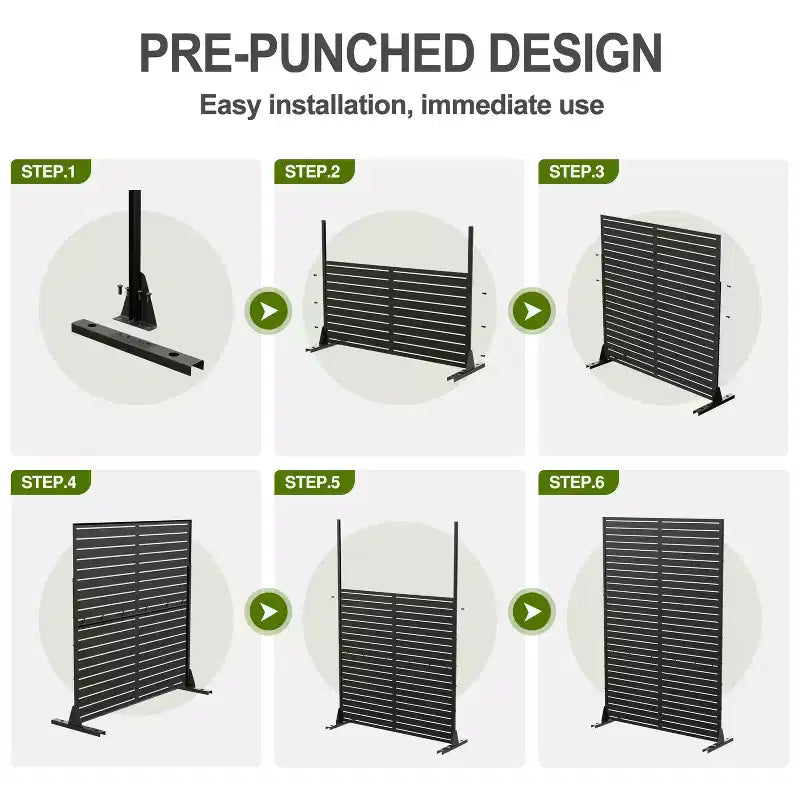 Hexagonal Diamond Black Galvanized Steel Screen 183x120x40cm