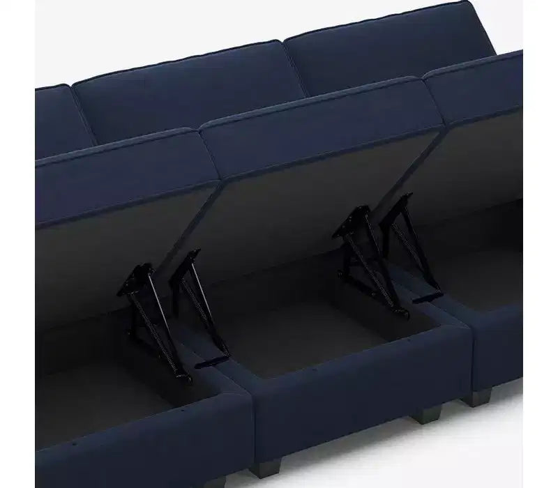 Modular Velvet Sectional Sofa with Storage Seat, 6 Seats + 6 Sides