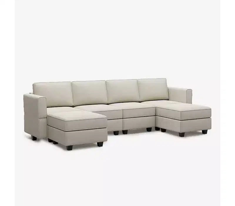 Modular Velvet Sectional Sofa with Storage Seat, 6 Seats + 6 Sides