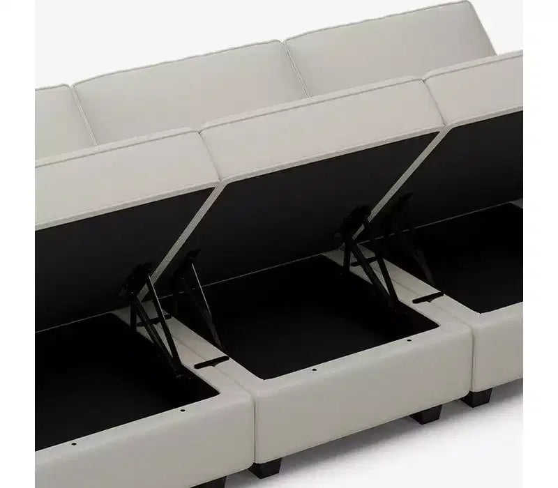 Modular Velvet Sectional Sofa with Storage Seat, 6 Seats + 6 Sides