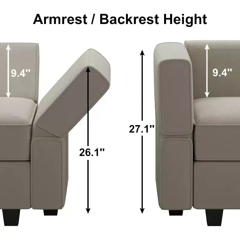 Modular Velvet Sectional Sofa with Storage Seat, 6 Seats + 6 Sides