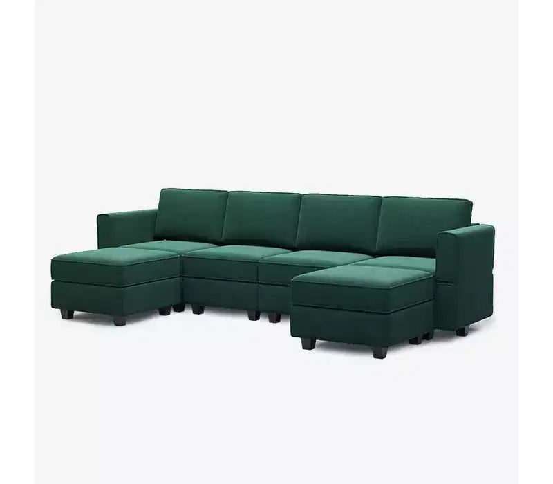 Modular Velvet Sectional Sofa with Storage Seat, 6 Seats + 6 Sides