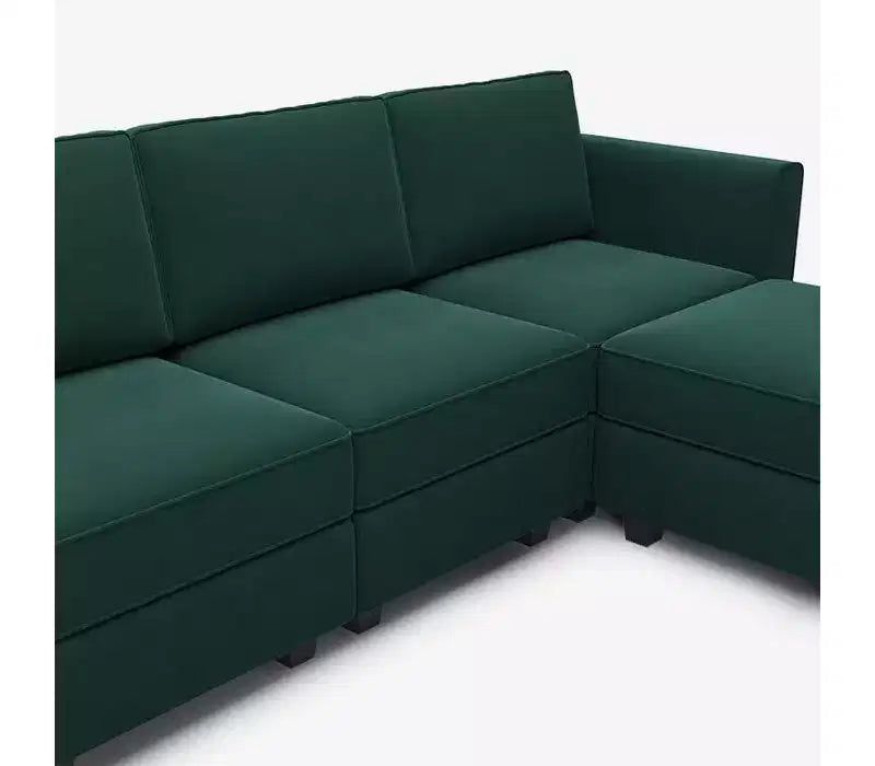 Modular Velvet Sectional Sofa with Storage Seat, 6 Seats + 6 Sides