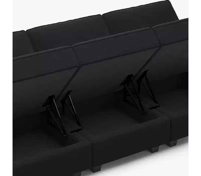 Modular Velvet Sectional Sofa with Storage Seat, 6 Seats + 6 Sides