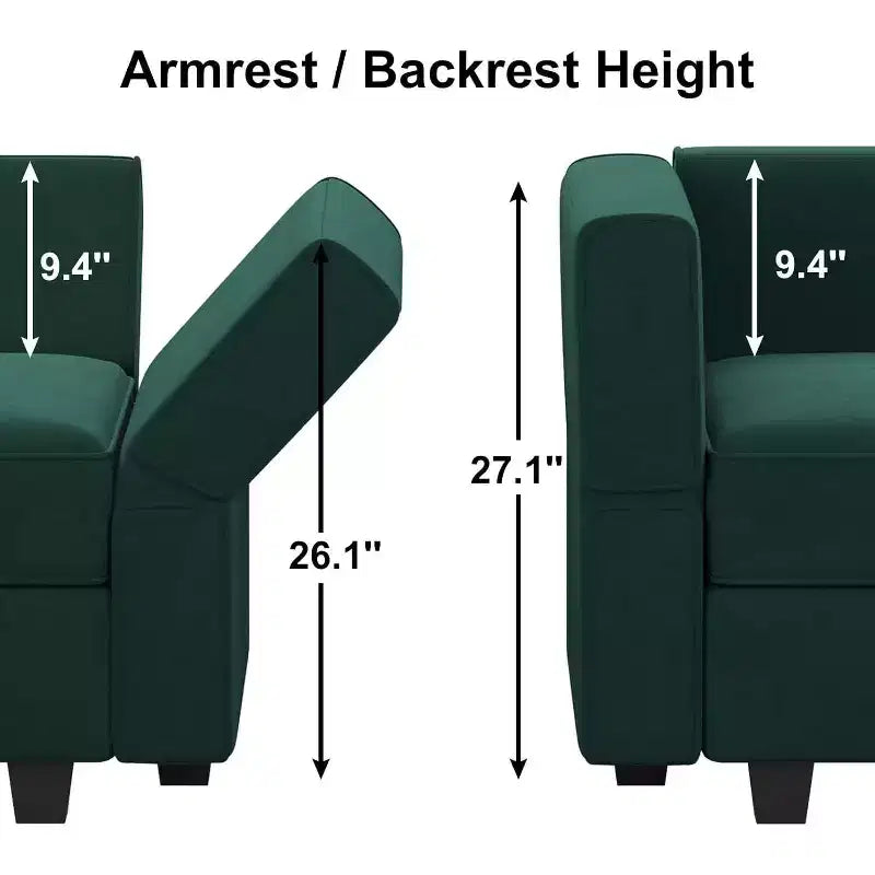 Modular Velvet Sectional Sofa with Storage Seat, 6 Seats + 6 Sides