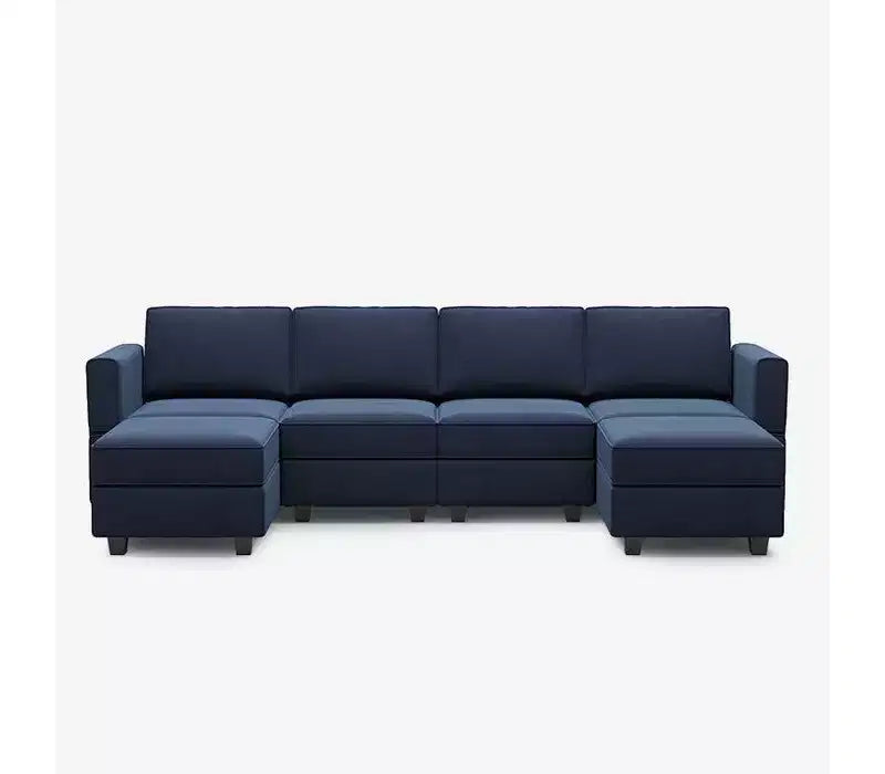 Modular Velvet Sectional Sofa with Storage Seat, 6 Seats + 6 Sides