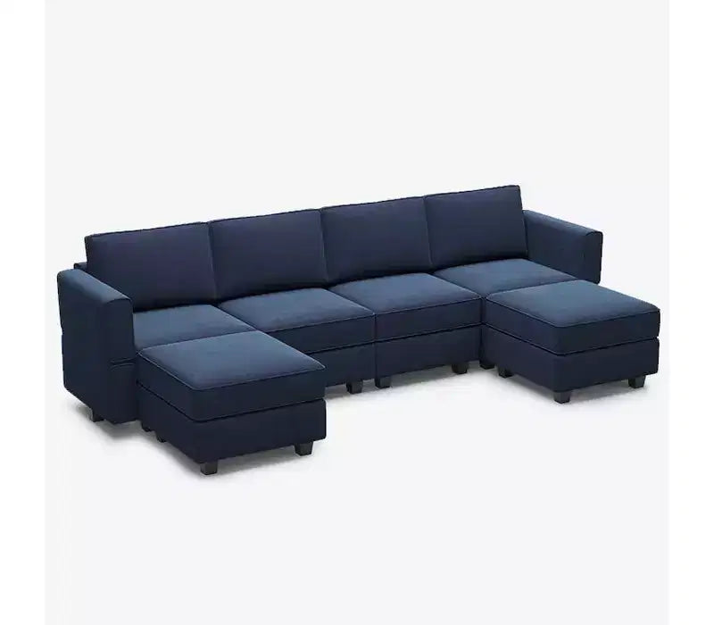 Modular Velvet Sectional Sofa with Storage Seat, 6 Seats + 6 Sides