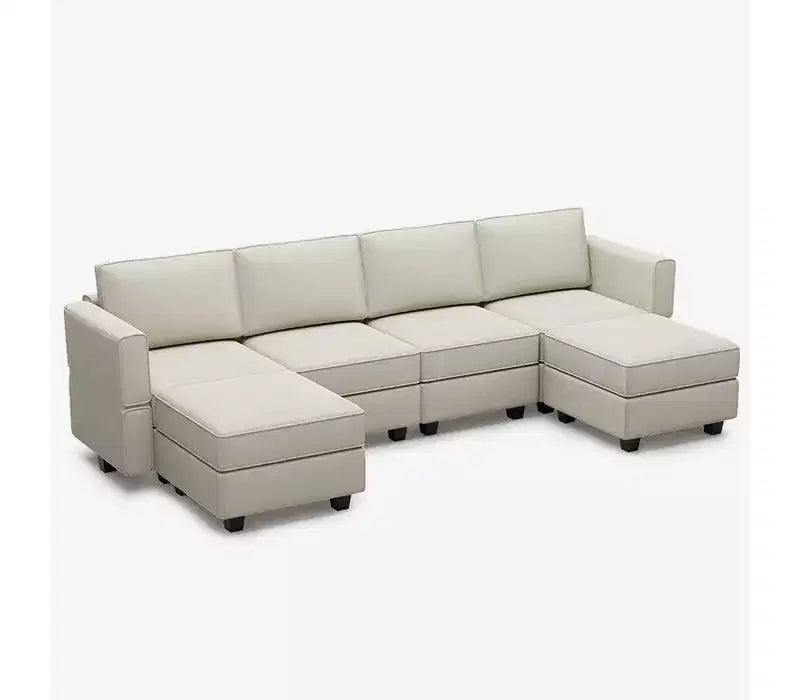 Modular Velvet Sectional Sofa with Storage Seat, 6 Seats + 6 Sides