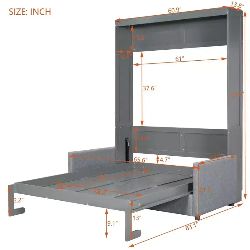 Full Size Murphy Bed with Sofa and Cushion