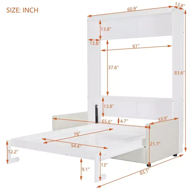 Full Size Murphy Bed with Sofa and Cushion