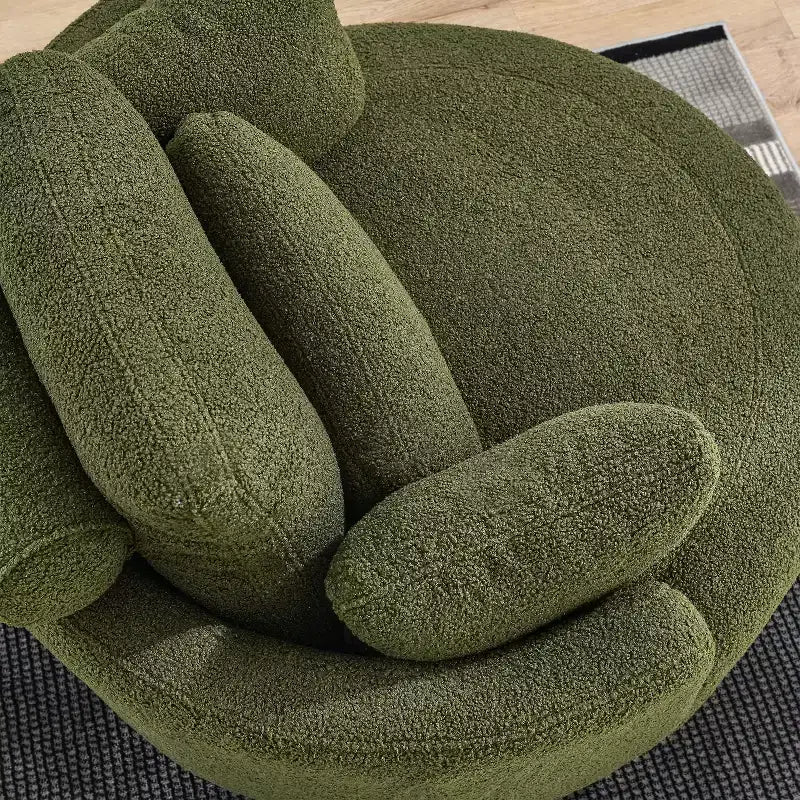Modern 360 Swivel Boucle Barrel Chair with Storage Ottoman
