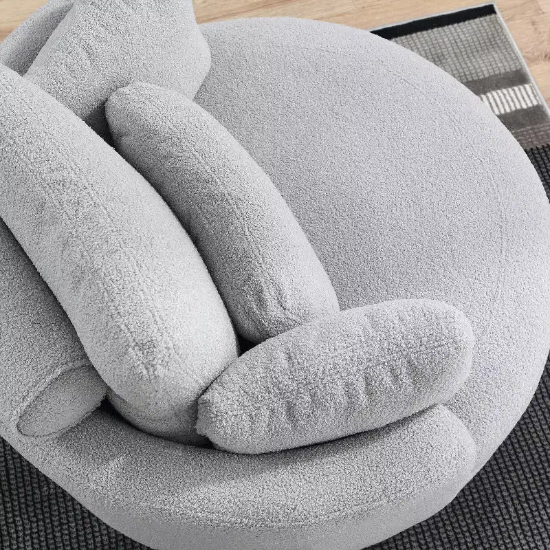 Modern 360 Swivel Boucle Barrel Chair with Storage Ottoman