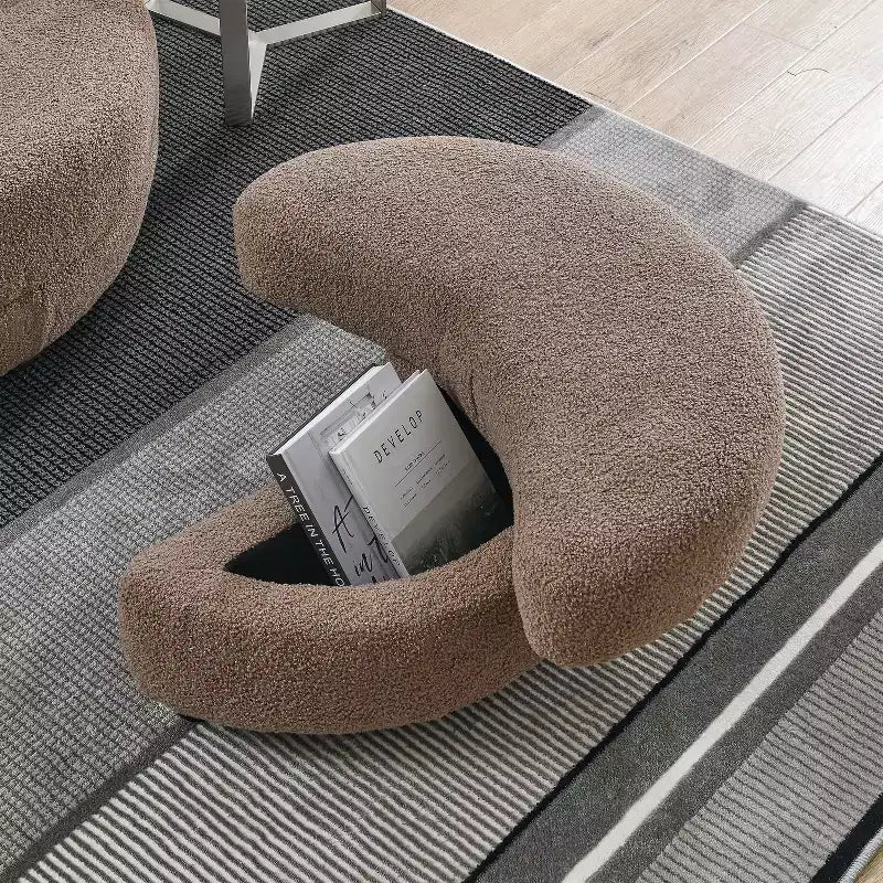 Modern 360 Swivel Boucle Barrel Chair with Storage Ottoman