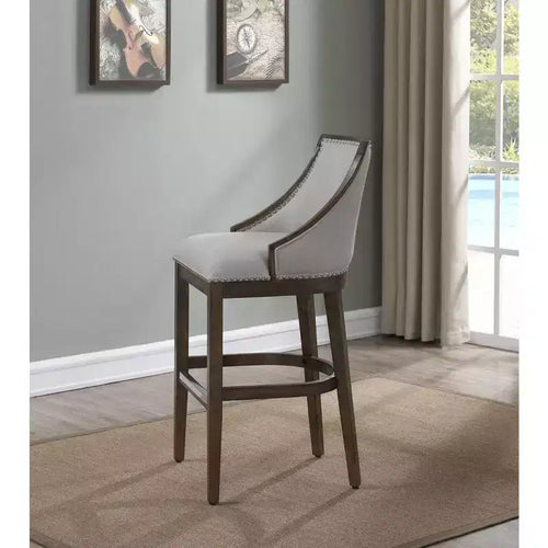 26" Upholstered Barstool in Drift Brown, Solid Birch