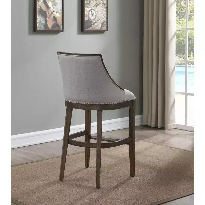 26" Upholstered Barstool in Drift Brown, Solid Birch