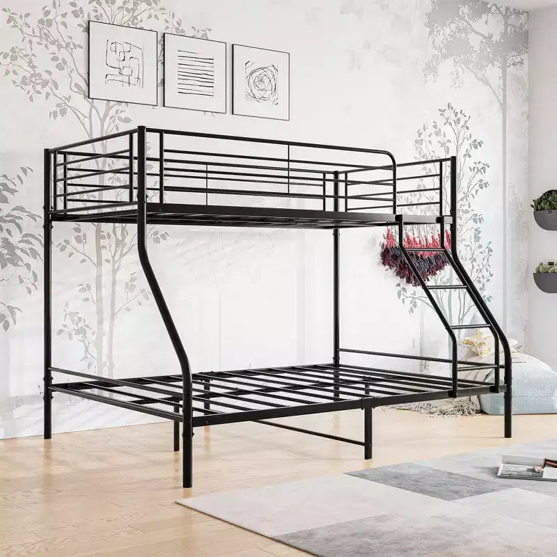 Heavy Duty Twin-Over-Full Metal Bunk Bed with Safe Guardrail