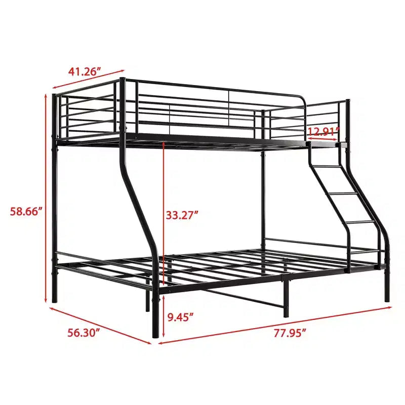 Heavy Duty Twin-Over-Full Metal Bunk Bed with Safe Guardrail