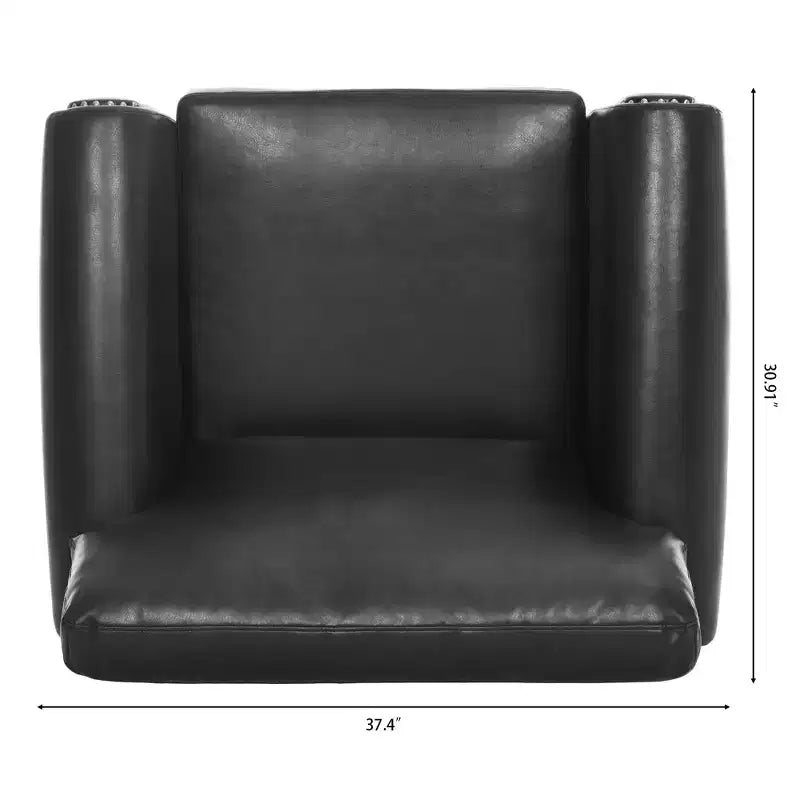 84" Chesterfield PU Leather Sofa, 3-Seater with Rolled Arms and Nailhead Trim