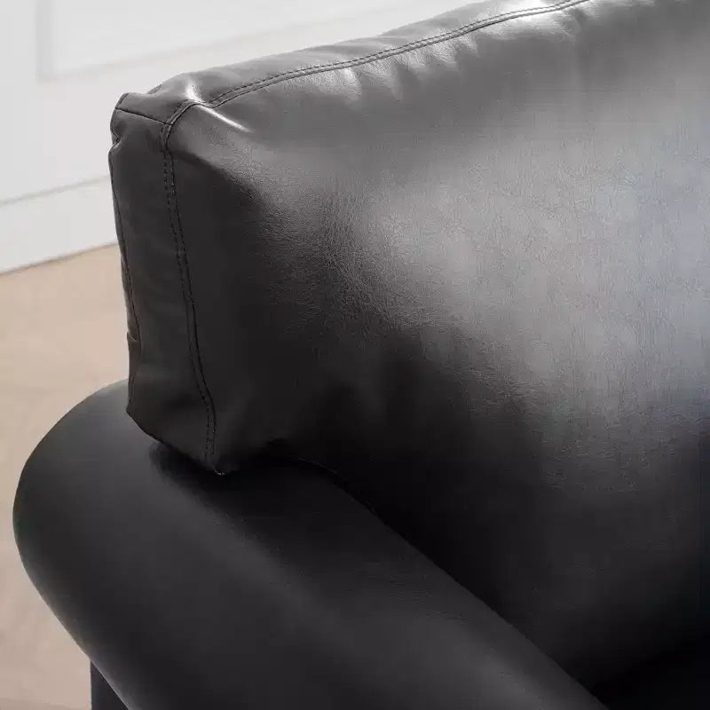 84" Chesterfield PU Leather Sofa, 3-Seater with Rolled Arms and Nailhead Trim