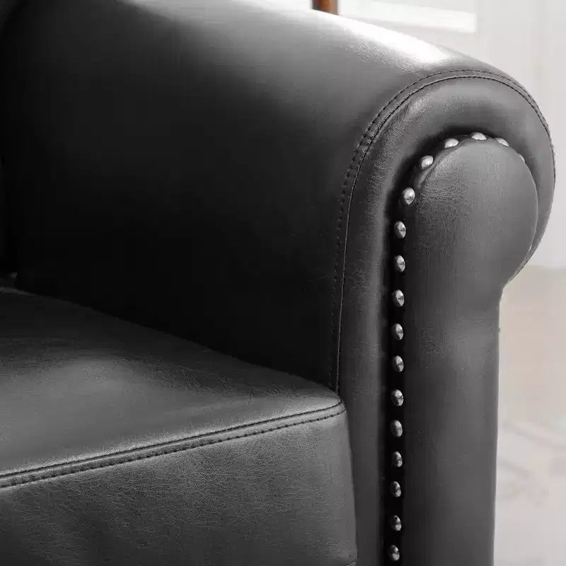 84" Chesterfield PU Leather Sofa, 3-Seater with Rolled Arms and Nailhead Trim