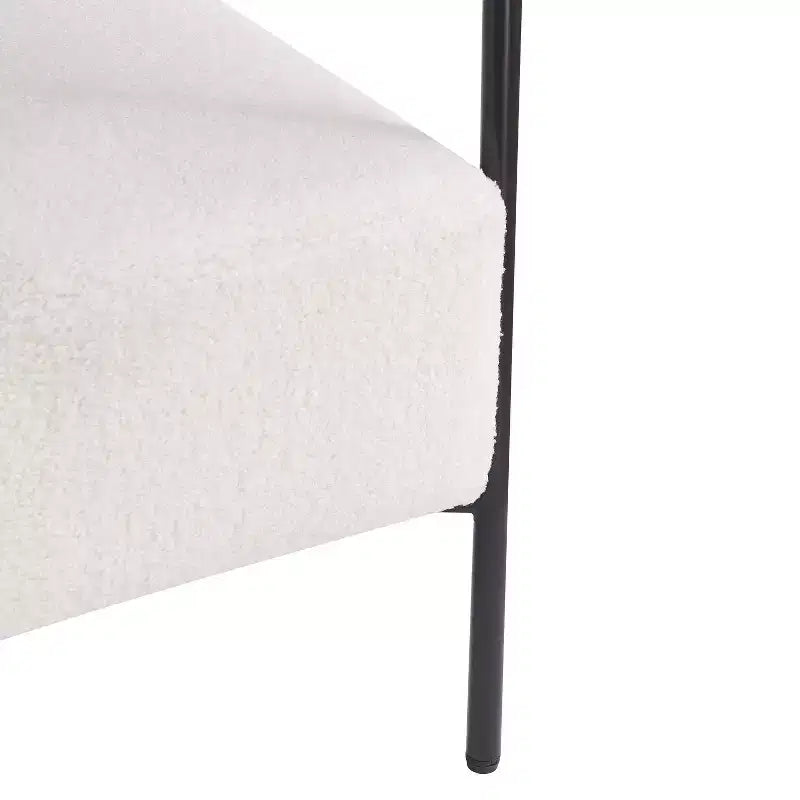 Modern Boucle Upholstered Curved Accent Chair with Metal Frame, White