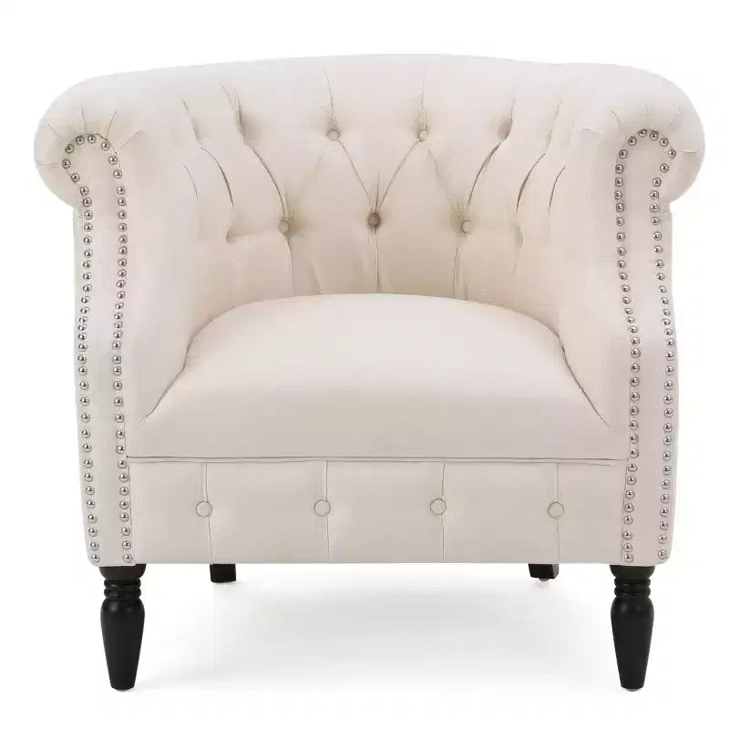 Contemporary Tufted Upholstered Club Chair with Nailhead Trim