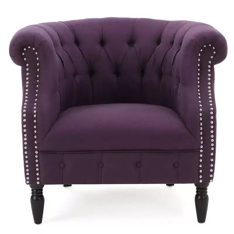 Contemporary Tufted Upholstered Club Chair with Nailhead Trim