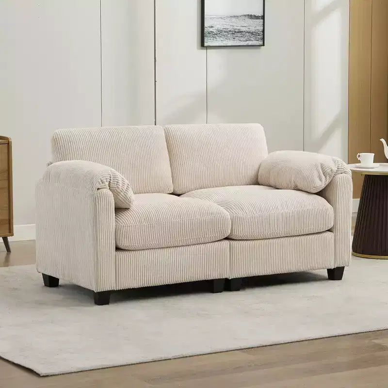 60.6" Upholstered Corduroy Loveseat Sofa, Modular 2-Seater