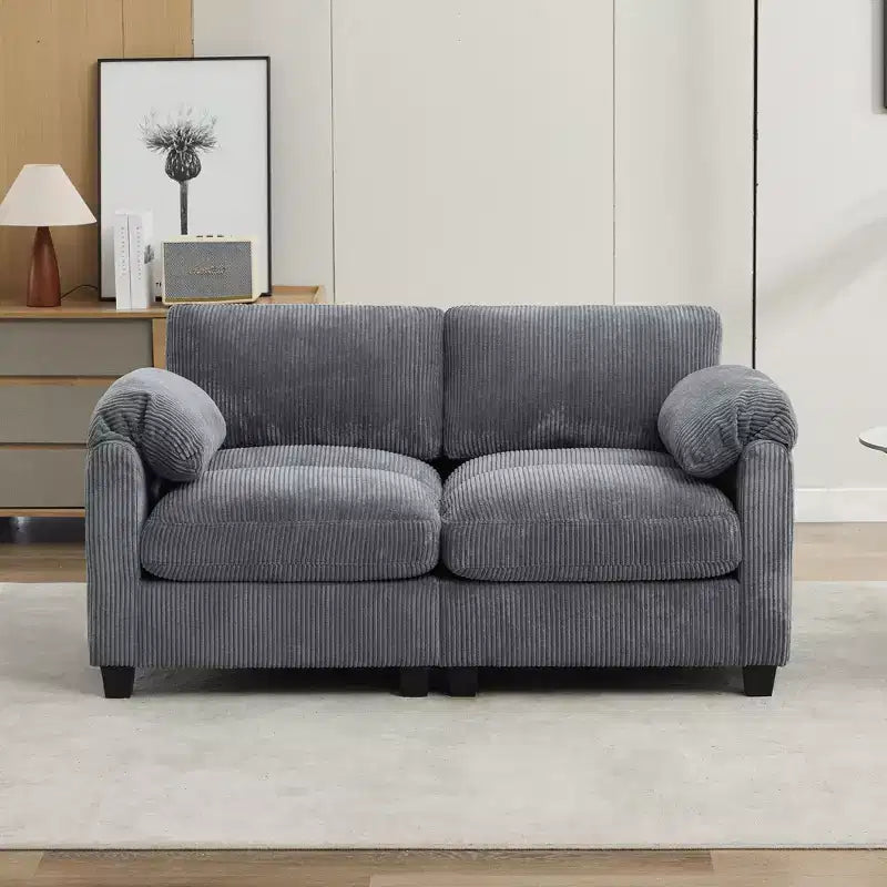 60.6" Upholstered Corduroy Loveseat Sofa, Modular 2-Seater