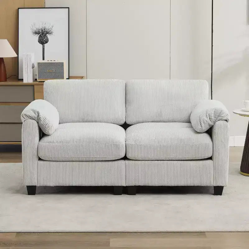 60.6" Upholstered Corduroy Loveseat Sofa, Modular 2-Seater