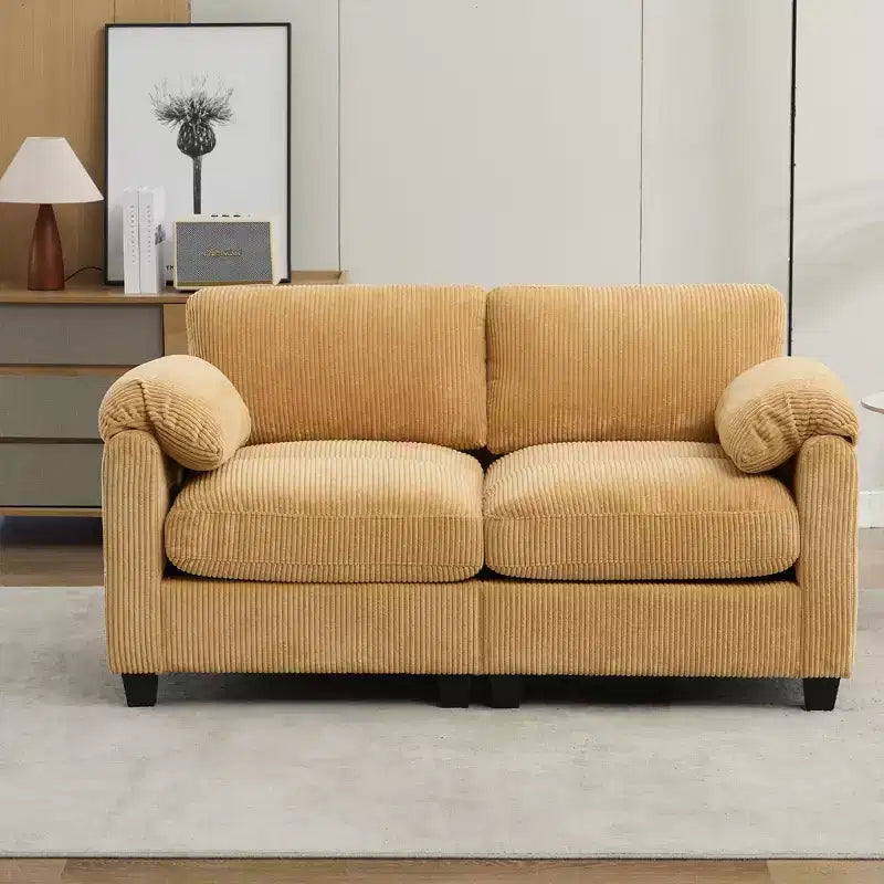 60.6" Upholstered Corduroy Loveseat Sofa, Modular 2-Seater