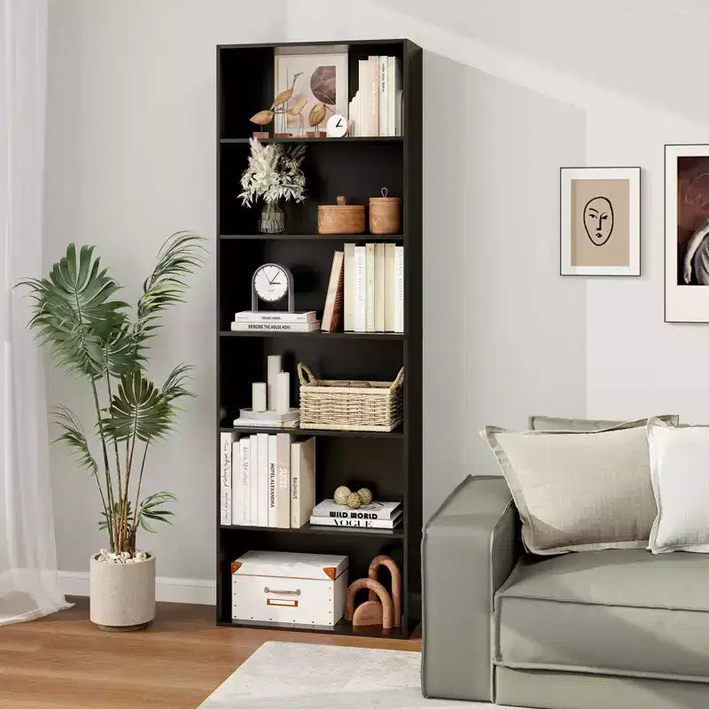 70" Tall 6-Tier Bookcase with Open Shelves & Anti-Toppling Kits
