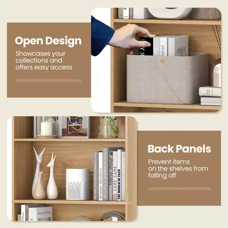 70" Tall 6-Tier Bookcase with Open Shelves & Anti-Toppling Kits