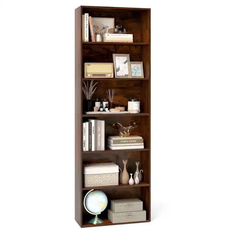 70" Tall 6-Tier Bookcase with Open Shelves & Anti-Toppling Kits