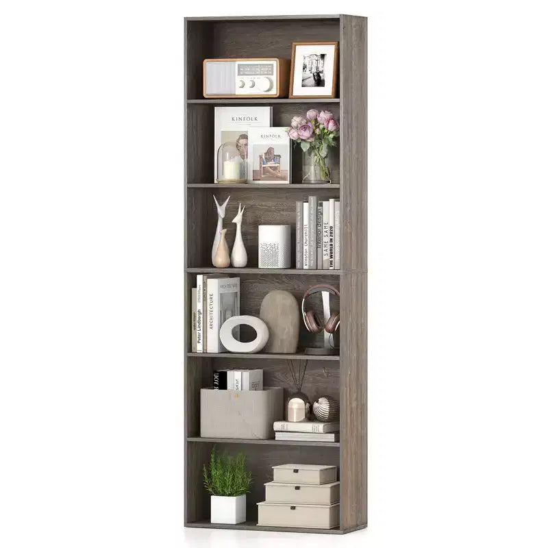 70" Tall 6-Tier Bookcase with Open Shelves & Anti-Toppling Kits
