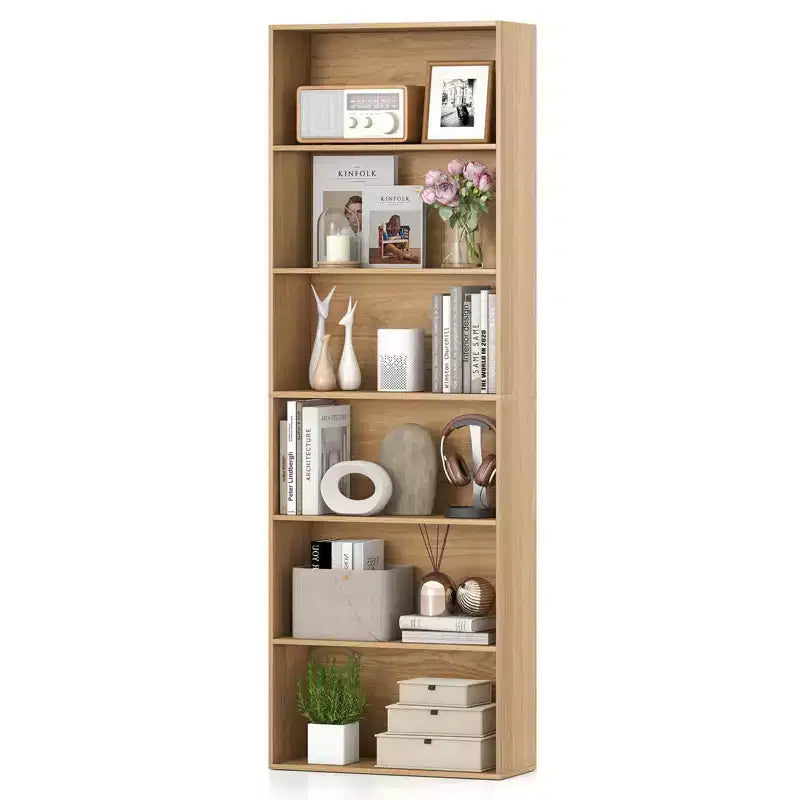 70" Tall 6-Tier Bookcase with Open Shelves & Anti-Toppling Kits